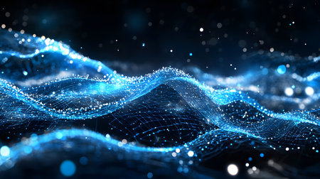 Glowing blue tech grid on a dark background, giving a high-tech digital interface feel. Great for...