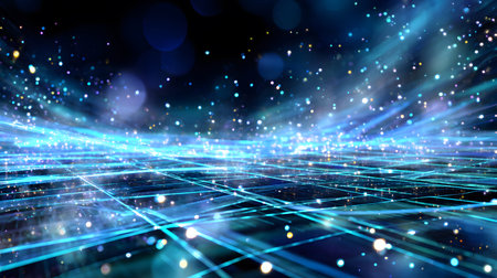 Glowing blue tech grid on a dark background, giving a high-tech digital interface feel. Great for...