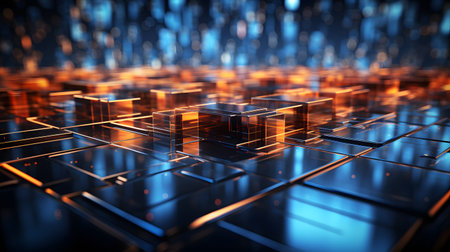 Glowing blue tech grid on a dark background, giving a high-tech digital interface feel. Great for...