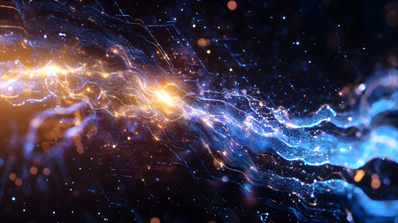 Glowing blue tech grid on a dark background, giving a high-tech digital interface feel. Great for...