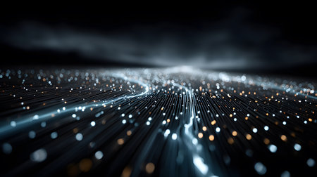 Glowing blue tech grid on a dark background, giving a high-tech digital interface feel. Great for IT, data, and tech-focused designs.の写真素材