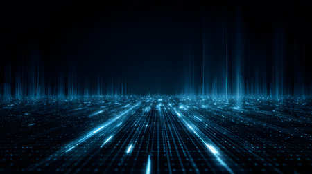 Glowing blue tech grid on a dark background, giving a high-tech digital interface feel. Great for...