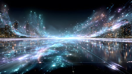 Glowing blue tech grid on a dark background, giving a high-tech digital interface feel. Great for...