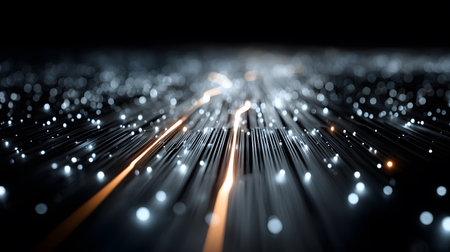 Glowing blue tech grid on a dark background, giving a high-tech digital interface feel. Great for IT, data, and tech-focused designs.の写真素材