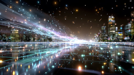 Glowing blue tech grid on a dark background, giving a high-tech digital interface feel. Great for...