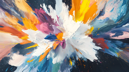 Vibrant abstract color burst with dynamic motion on a black background. Perfect for music posters,...