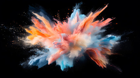 Vibrant abstract color burst with dynamic motion on a black background. Perfect for music posters,...