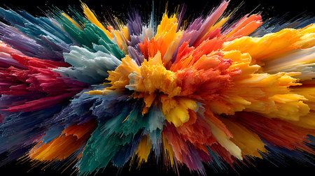 Vibrant abstract color burst with dynamic motion on a black background. Perfect for music posters,...