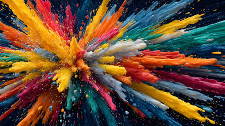 Vibrant abstract color burst with dynamic motion on a black background. Perfect for music posters,...