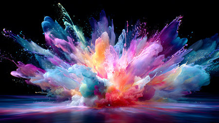 Vibrant abstract color burst with dynamic motion on a black background. Perfect for music posters,...