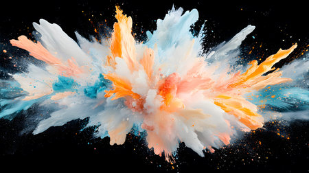 Vibrant abstract color burst with dynamic motion on a black background. Perfect for music posters,...