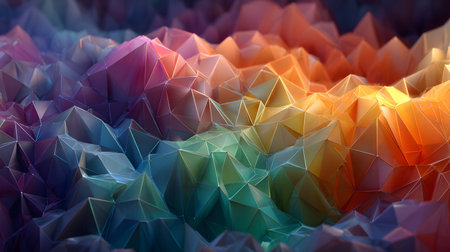 Colorful low poly abstract with geometric triangles and 3D faceted texture. Perfect for modern...
