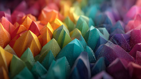 Colorful low poly abstract with geometric triangles and 3D faceted texture. Perfect for modern design, tech backgrounds, and branding visuals.の写真素材