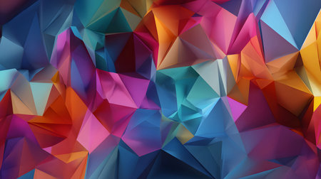 Colorful low poly abstract with geometric triangles and 3D faceted texture. Perfect for modern design, tech backgrounds, and branding visuals.の写真素材