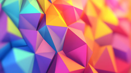 Colorful low poly abstract with geometric triangles and 3D faceted texture. Perfect for modern design, tech backgrounds, and branding visuals.の写真素材