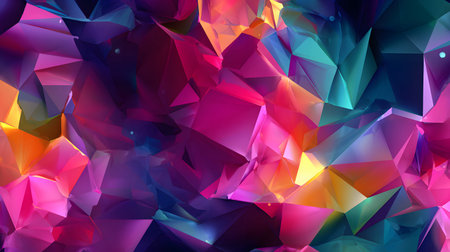 Colorful low poly abstract with geometric triangles and 3D faceted texture. Perfect for modern design, tech backgrounds, and branding visuals.の写真素材