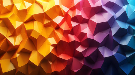 Colorful low poly abstract with geometric triangles and 3D faceted texture. Perfect for modern design, tech backgrounds, and branding visuals.の写真素材