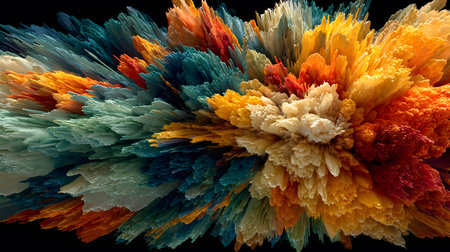 Vibrant abstract color burst with dynamic motion on a black background. Perfect for music posters,...