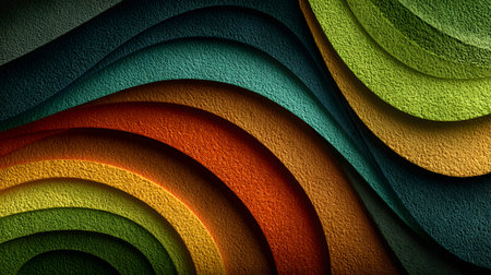 Layered paper cut style background with smooth curves and shadows. Ideal for playful yet...
