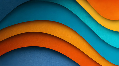 Layered paper cut style background with smooth curves and shadows. Ideal for playful yet professional visuals in digital or print media.の写真素材