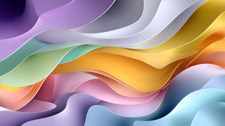 Layered paper cut style background with smooth curves and shadows. Ideal for playful yet...