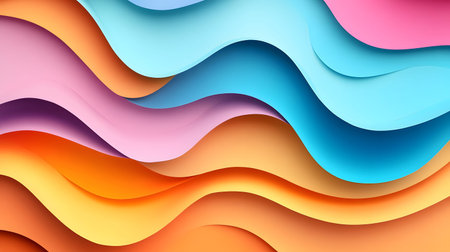 Layered paper cut style background with smooth curves and shadows. Ideal for playful yet...