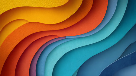 Layered paper cut style background with smooth curves and shadows. Ideal for playful yet...