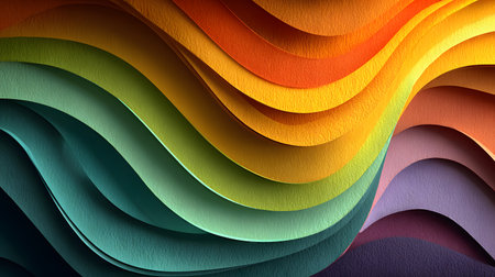 Layered paper cut style background with smooth curves and shadows. Ideal for playful yet professional visuals in digital or print media.の写真素材