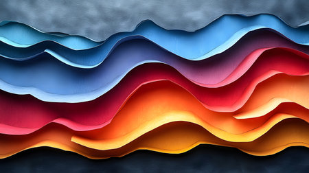 Layered paper cut style background with smooth curves and shadows. Ideal for playful yet...