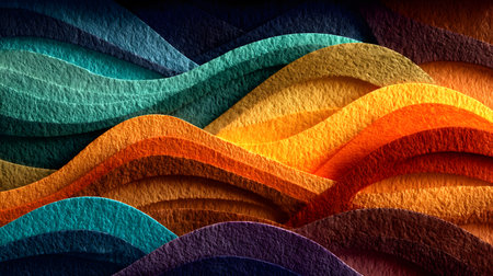 Layered paper cut style background with smooth curves and shadows. Ideal for playful yet professional visuals in digital or print media.の写真素材