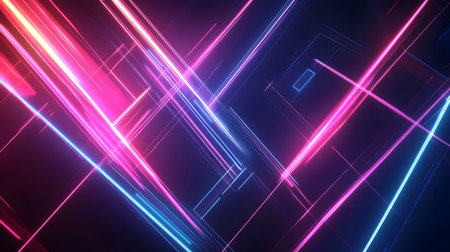 Futuristic neon lines and geometric shapes over a dark background. Great for tech, gaming, and...