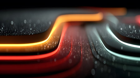 Futuristic neon lines and geometric shapes over a dark background. Great for tech, gaming, and...