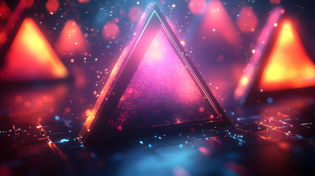 Futuristic neon lines and geometric shapes over a dark background. Great for tech, gaming, and...