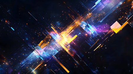 Futuristic neon lines and geometric shapes over a dark background. Great for tech, gaming, and...