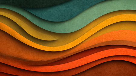 Layered paper cut style background with smooth curves and shadows. Ideal for playful yet professional visuals in digital or print media.の写真素材