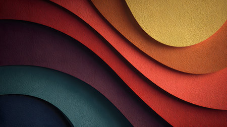 Layered paper cut style background with smooth curves and shadows. Ideal for playful yet...