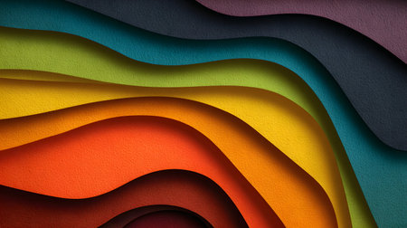 Layered paper cut style background with smooth curves and shadows. Ideal for playful yet...