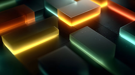 Futuristic neon lines and geometric shapes over a dark background. Great for tech, gaming, and...