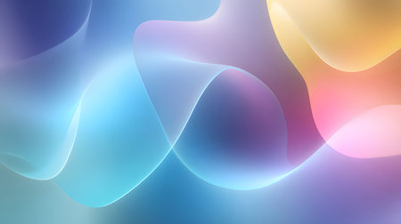 Soft abstract gradient background with pastel tones of blue, pink, and orange. Modern liquid glass...