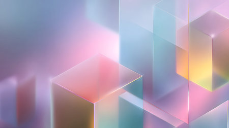 Soft abstract gradient background with pastel tones of blue, pink, and orange. Modern liquid glass...