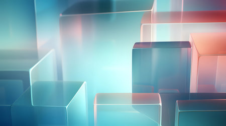 Soft abstract gradient background with pastel tones of blue, pink, and orange. Modern liquid glass...