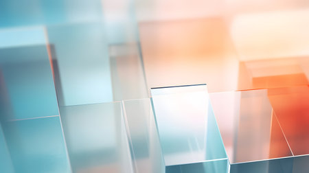 Soft abstract gradient background with pastel tones of blue, pink, and orange. Modern liquid glass texture suitable for design, wallpaper, or digital artwork.の写真素材