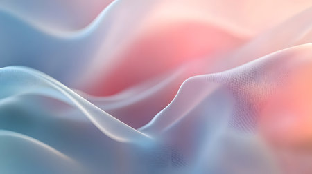 Soft abstract gradient background with pastel tones of blue, pink, and orange. Modern liquid glass texture suitable for design, wallpaper, or digital artwork.の写真素材
