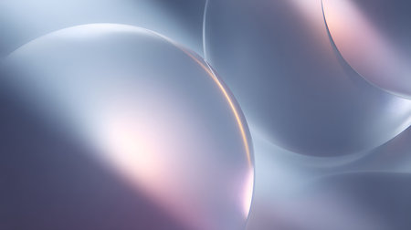 Soft abstract gradient background with pastel tones of blue, pink, and orange. Modern liquid glass texture suitable for design, wallpaper, or digital artwork.の写真素材