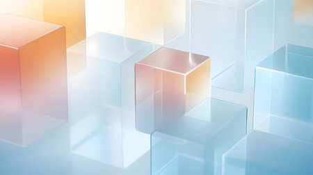 Soft abstract gradient background with pastel tones of blue, pink, and orange. Modern liquid glass...