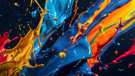 Vibrant abstract splash with paint and liquid movement. Great for expressive designs, artistic...