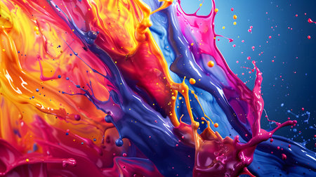 Vibrant abstract splash with paint and liquid movement. Great for expressive designs, artistic...