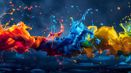 Vibrant abstract splash with paint and liquid movement. Great for expressive designs, artistic posters, and energetic branding.の写真素材
