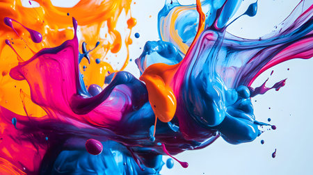 Vibrant abstract splash with paint and liquid movement. Great for expressive designs, artistic posters, and energetic branding.の写真素材