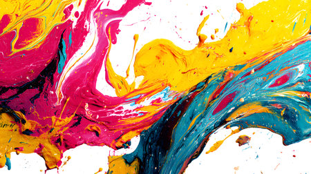 Vibrant abstract splash with paint and liquid movement. Great for expressive designs, artistic...